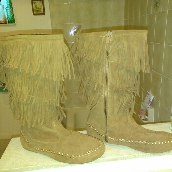 Forever 21 Shoes - Fringe brown boots